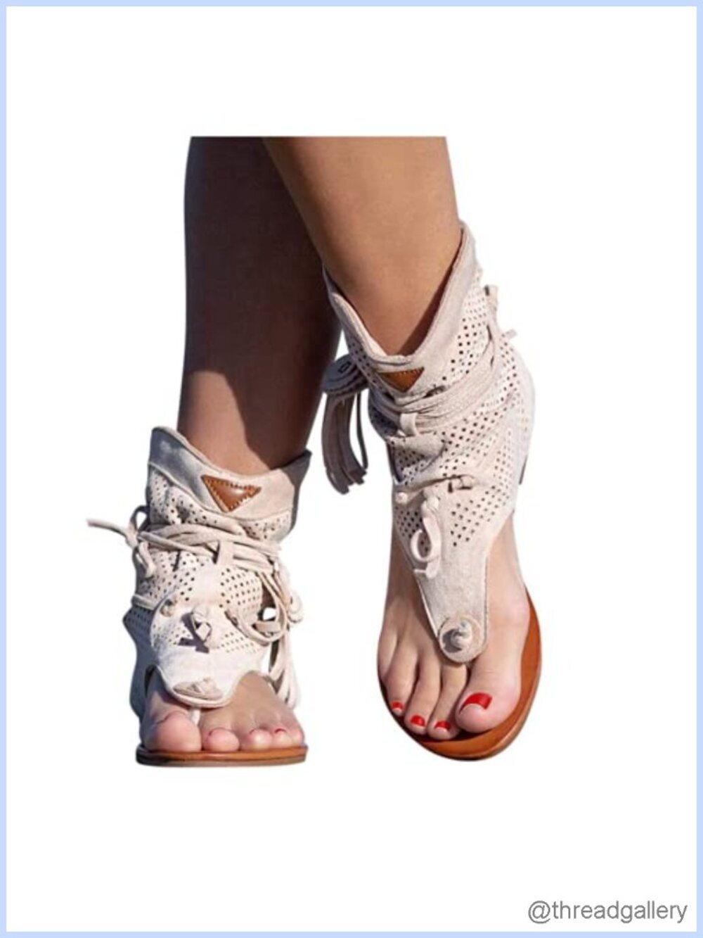 Women's Tassel Fringe Gladiator Sandals Open Toe T-Strap Flat Bohemian Beach